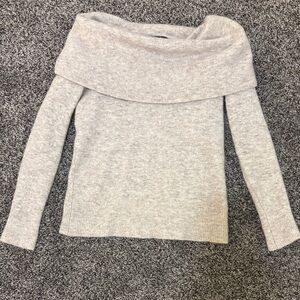 Banana Republic Off-Shoulder Light Gray Sweater
